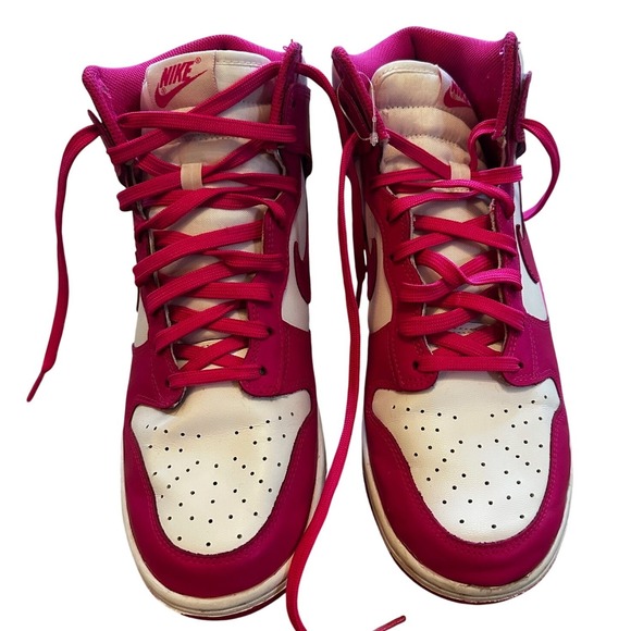 Nike Dunk High Pink and White High Top Sneaker Womens 10 - Picture 3 of 5